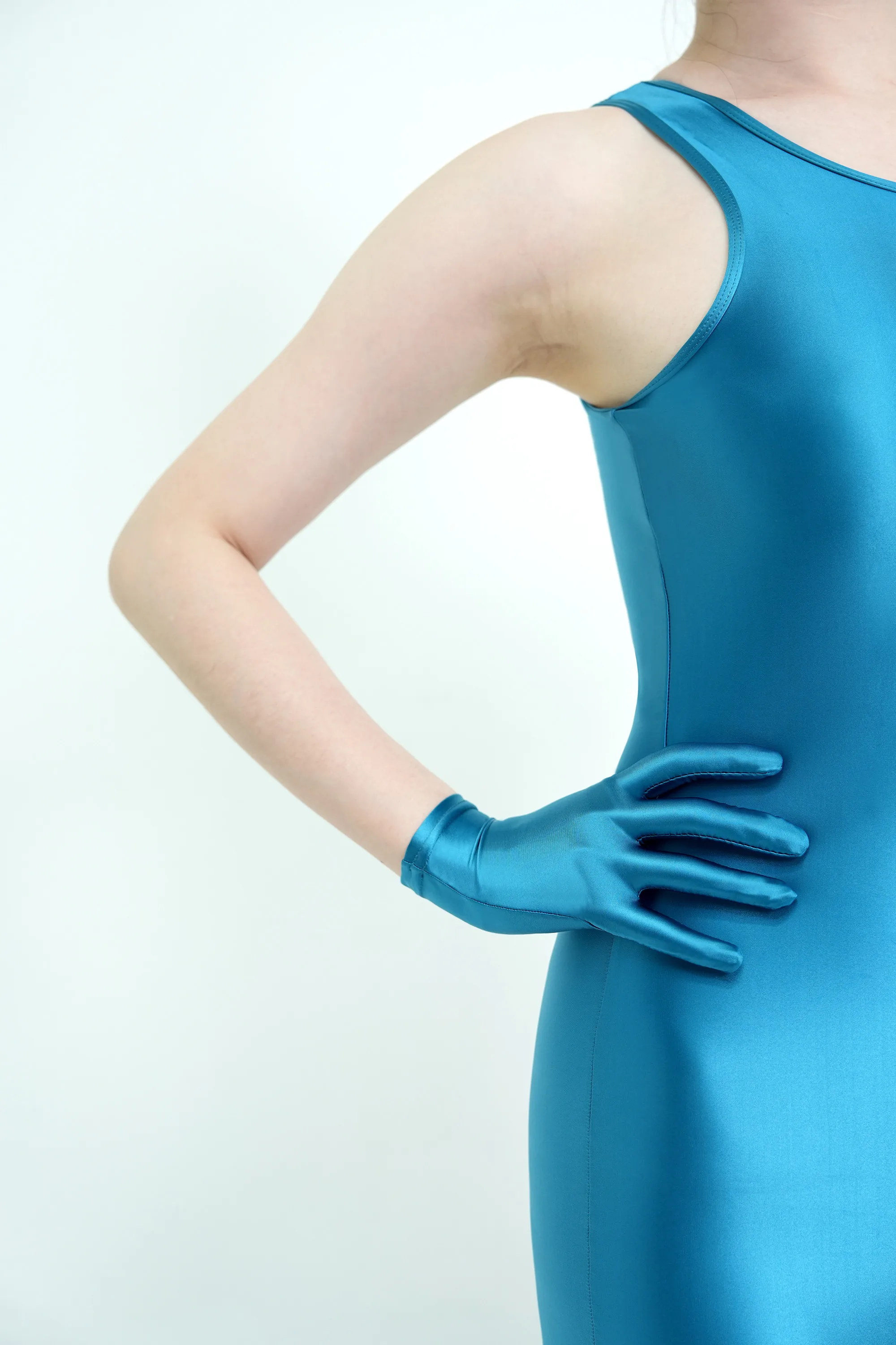 XClocKNYoung satin glossy gloves satin connected finger gloves short high elasticity gloves shiny role-playing dress gloves