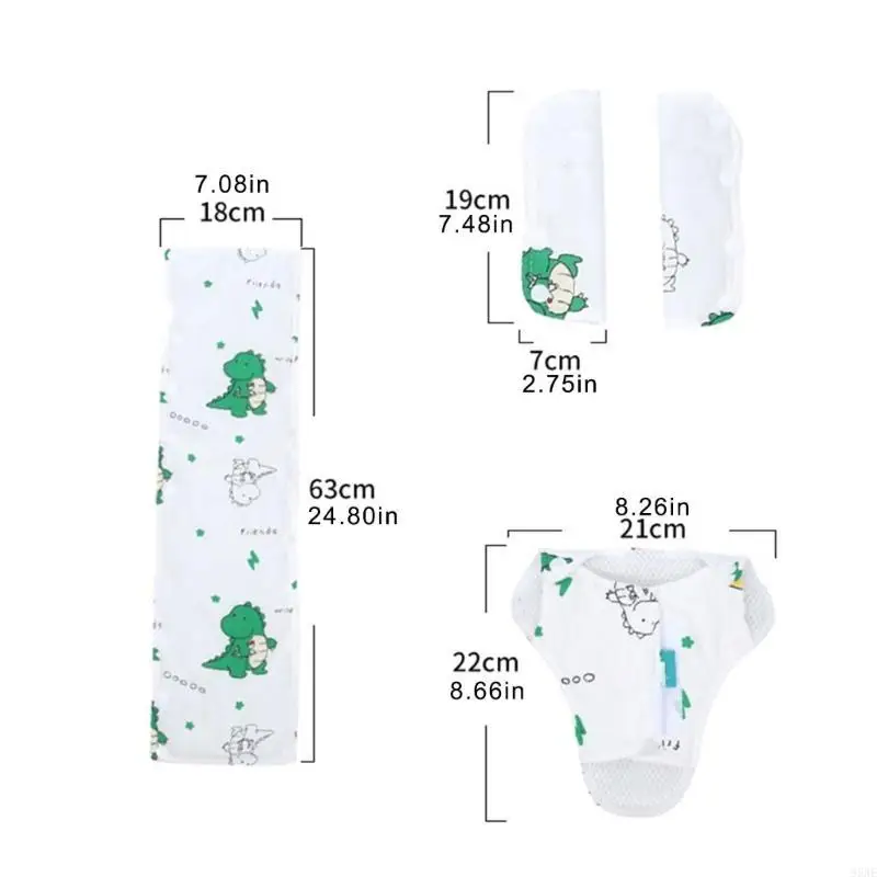 95AE Thoáng Khí Xe Đẩy Cho Bé Dây Yếm Cotton Trẻ Sơ Sinh Mọc Răng Yếm Khăn Cotton Thoải Mái Dây Đeo Vai Đáy Quần Tay