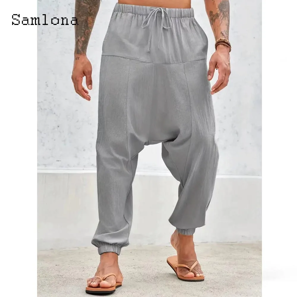 

2025 Men's Stand Pocket Casual Wide Leg Pants Gray Blue Vintage Mid Waist Trousers Plus Size 4xl Mens Fashion Basic Pants New