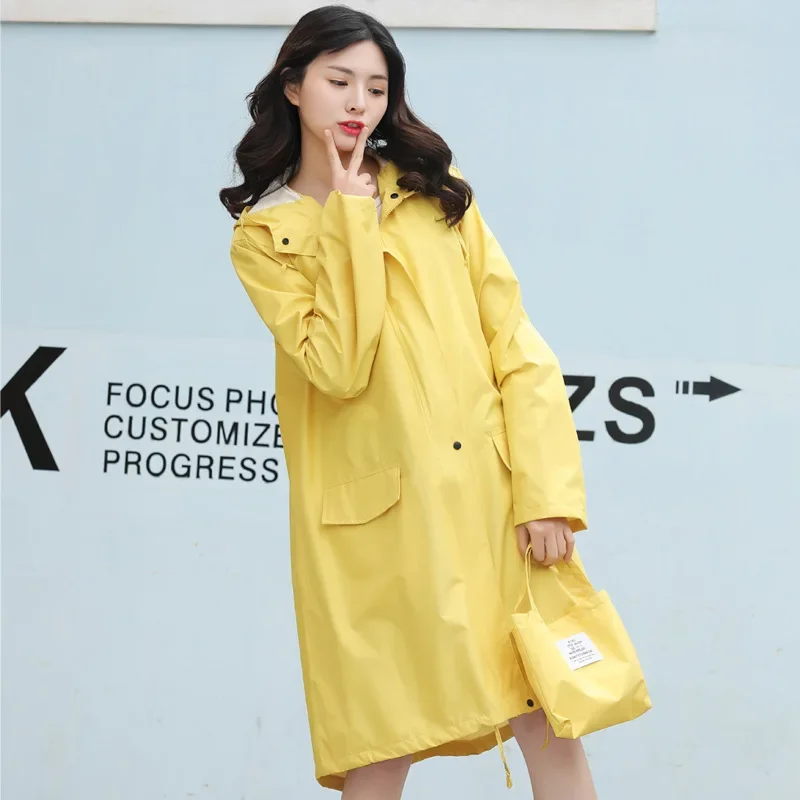 Long Trench Coat Raincoats Women Men Rainwear Lightweight Outdoor Camping Waterproof Rain Coats Hooded Multicolor