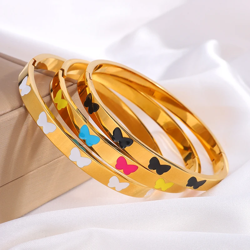 

1pcs Fashionable Simple Oil Drop Butterfly Bracelet Girls High-End Stainless Steel Bracelet
