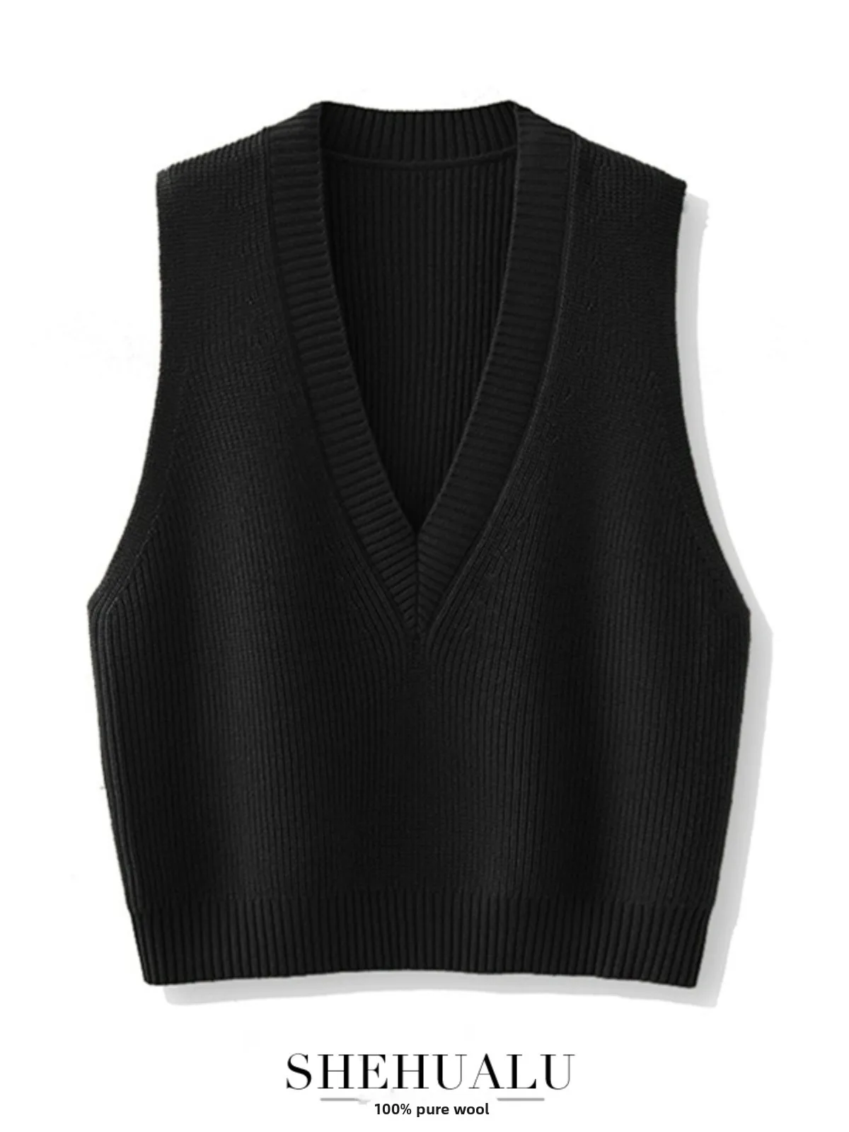 

Women's Knitted V-Ne Loose Sweater Vest Faionable Versatile Outerwear Comfortable Wool Blend Regular Length Svel