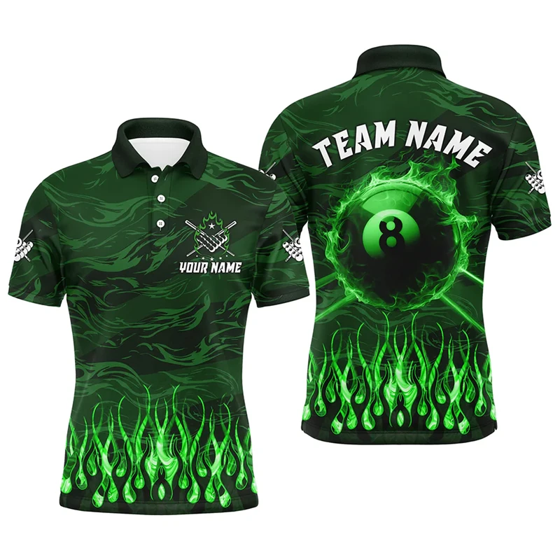 Fashion Billiards Graphic Polo Shirts For Men Summer Casual Custom Name 3D Printed Sports Polo Shirt Trend Streetwear Loose Tees