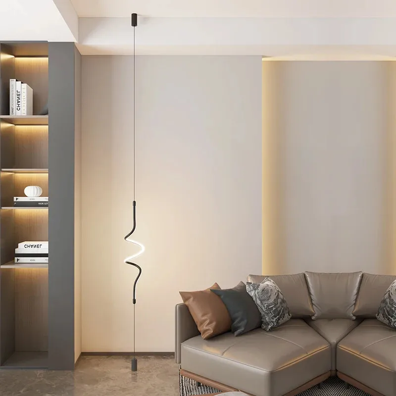 2025 Linear Pendant Light Black Hanging Lamp Italian Design Minimalist Lighting Living Room Sofas Dining Room Bedroom Bedside La
