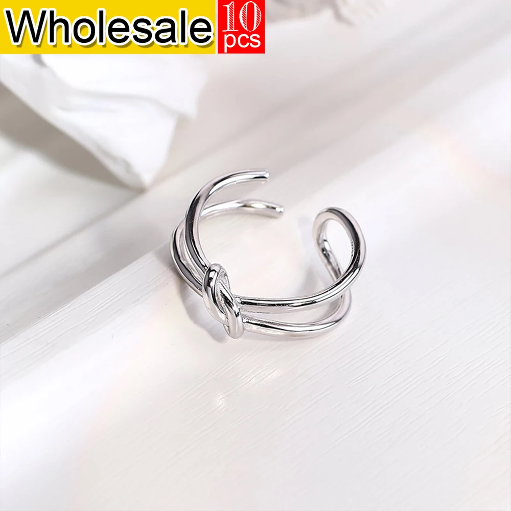 women 10PCS Personalized Open End Ring  Stainless Steel Braided Twist  Niche Jewelry For Women Holiday Gift  Wholesale