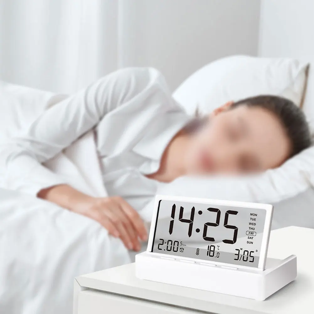 LCD Electronic Alarm Clock With Temperature Date Week Display Desktop Portable Multifunctional Intelligent Electronics ﻿