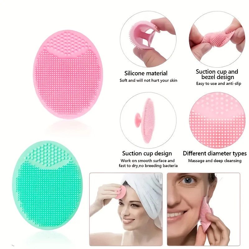 2 peças/3 peças/6 peças conjunto de escova de máscara facial de silicone, 2 escovas faciais, 2 escovas de máscara facial, 2 escovas esfoliantes para lábios