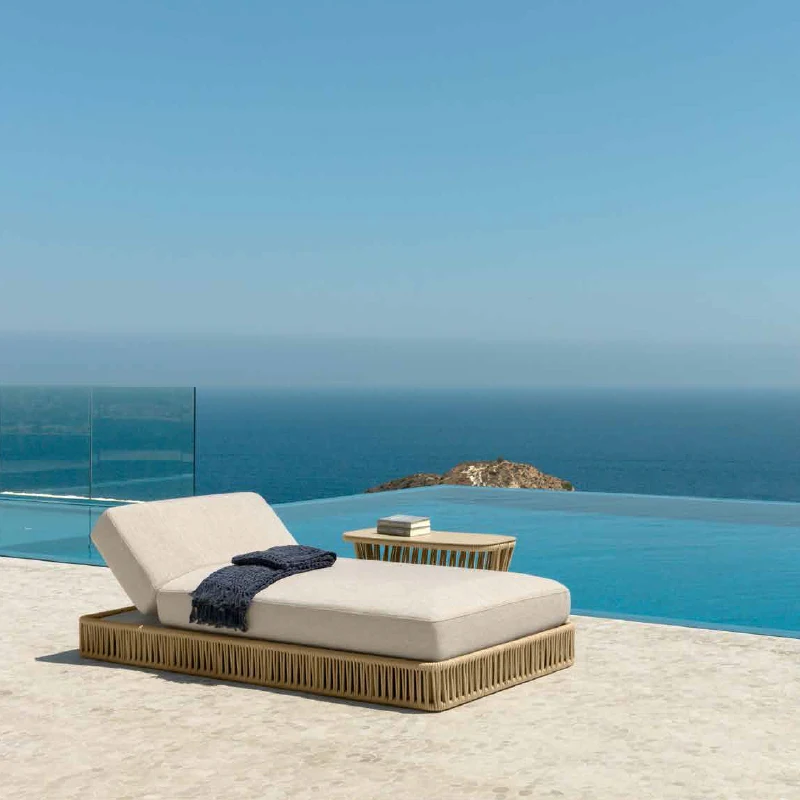 

Hotel Garden Sun Loungers Outdoor Exterior Aluminum Rope Chaise Lounge Chair Sunbed