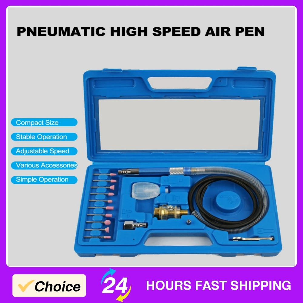 

Air Die Grinder Kit 1/4in High Speed Compact Pneumatic Grinding Pen Speed 58000-65000rpm Metal Wood Polishing Pneumatic Tools