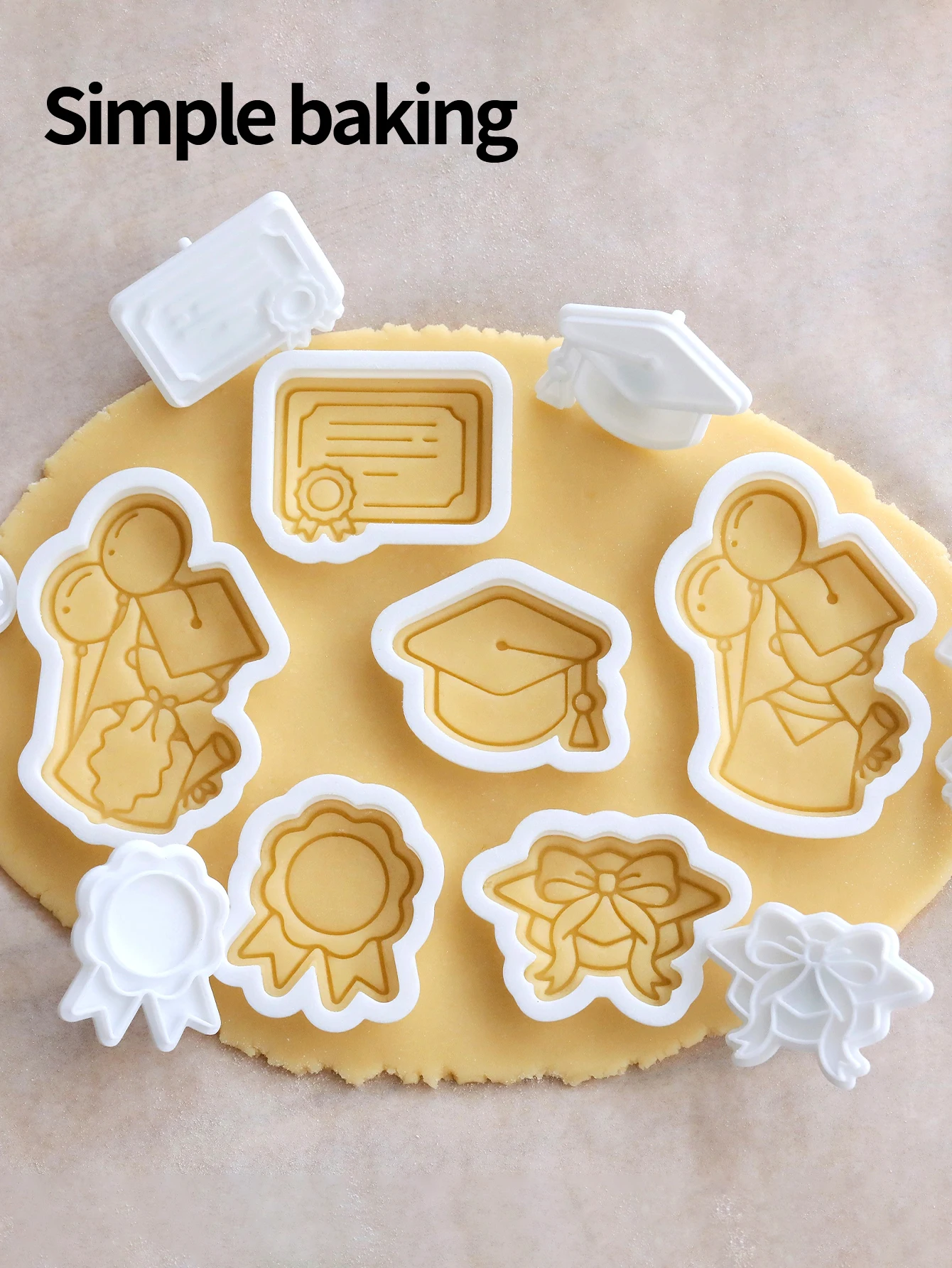 Graduation Season Cookie Cutter Doctorate Hat Diploma Medal 3D Biscuit Mold Back to School Party Decor Kitchen Baking Clay Mold view 3