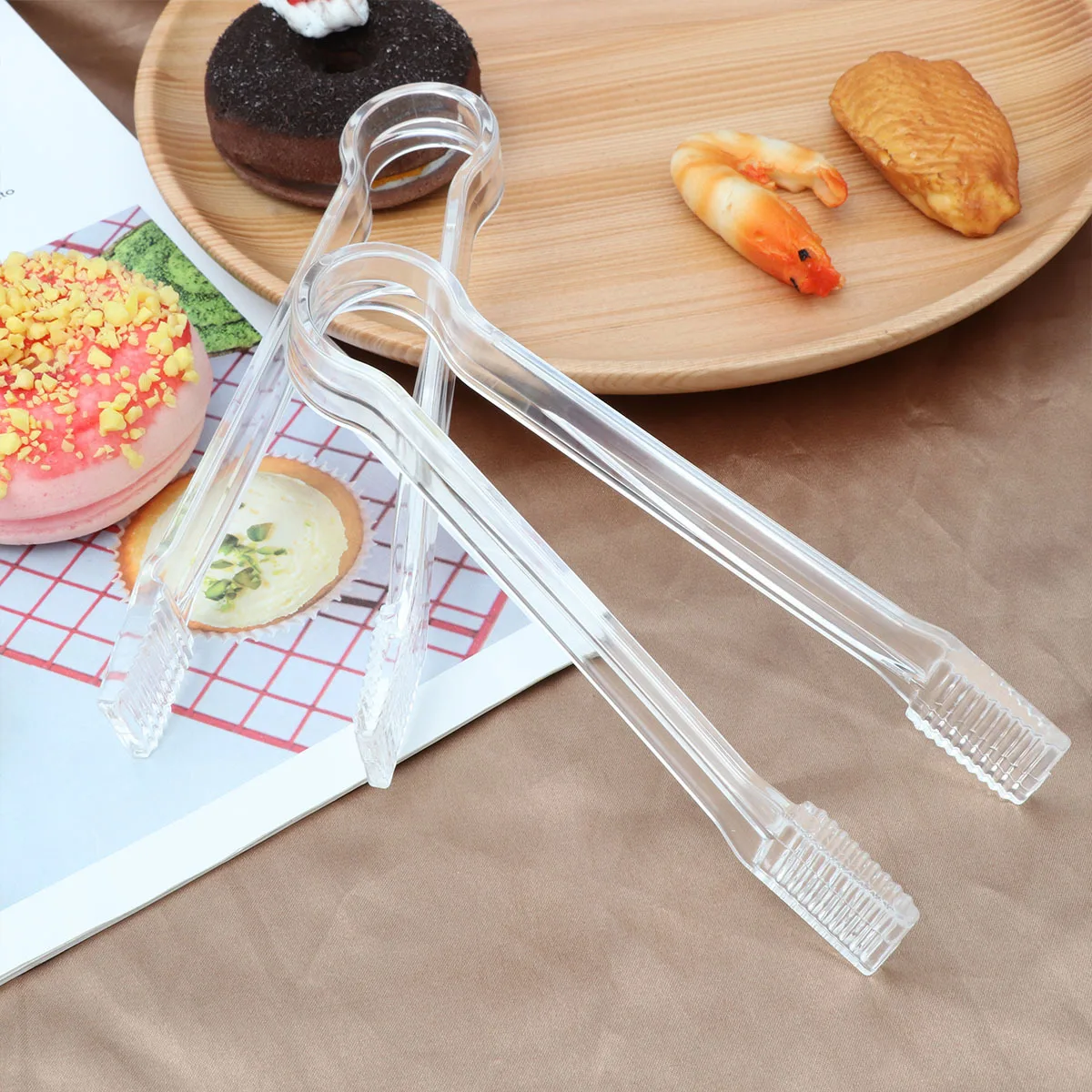

2pcs Transparent Acrylic Ice Food Serving For Cake Bread Salad Bar Party Buffet Wedding Kitchen Use Acrylic Tongs Kitchen Ice