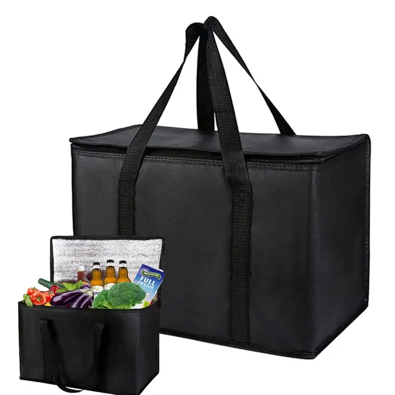 

Large Capacity Insulated Grocery Bag Foldable Reusable Soft Cooler Bag Lightweight Hot Cold Takeout Food Delivery Bag