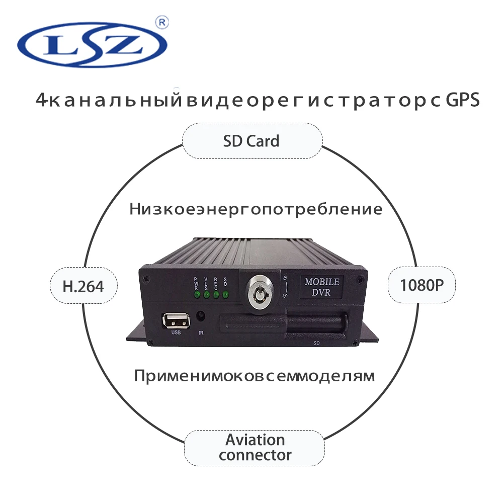 DVR seluler mobil berkualitas tinggi, DVR 4 saluran, kartu SD ganda, mdvr dengan GPS