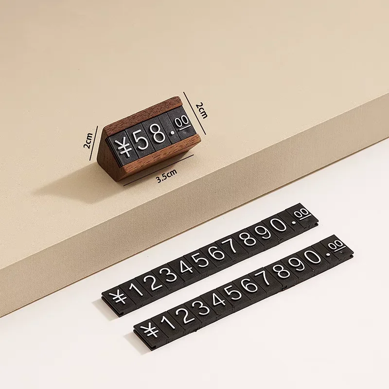 5pcs/lot Solid Wood Adjustable Number Letter Price Label Commodity , Wine, Tea, Beauty Products Display Plate Price Cube Tags
