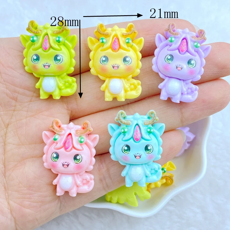 10Pcs Cute Resin Mini 21*28mm Cartoon Dinosaur Series Flat back Scrapbooking DIY Jewelry Craft Decoration