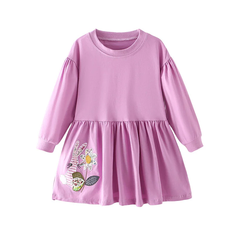 Jumping Meters 2-7T Pockets Princess Girls Dresses For Autumn Winter Children Clothes Animals Embroidery Kids Party Dresses