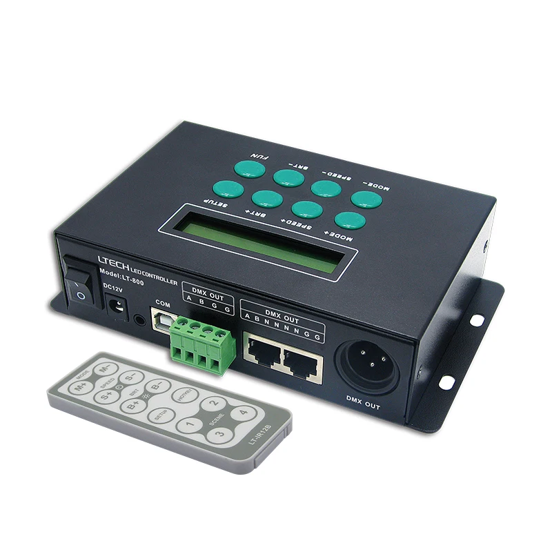 LTECH New Led DMX Master Controller 580 Mode RF Remote RGB Strip Control 250Kbps DMX512 Channel 170 Pixels LCD Screen LT-800