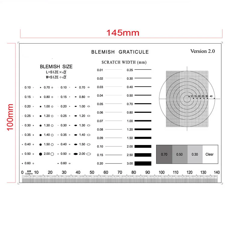 부드러운 눈금자 현미경 마이크로 미터 교정 슬라이드 라인 폭 입자 직경 측정 도구, 고정밀 필름 포인트 게이지