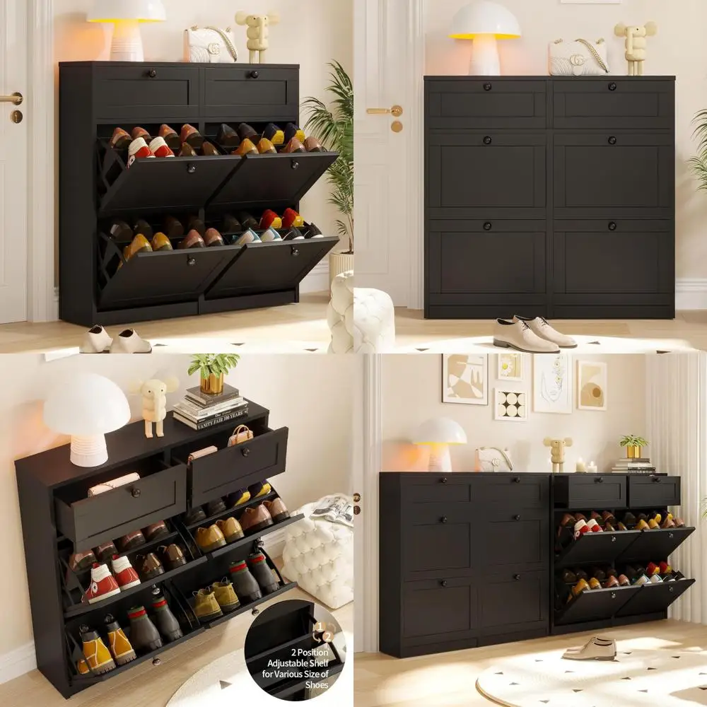 Adjustable 4-Drawer Shoe Cabinet with 2 Additional Drawers - Freestanding Storage Organizer for Shoe Collection