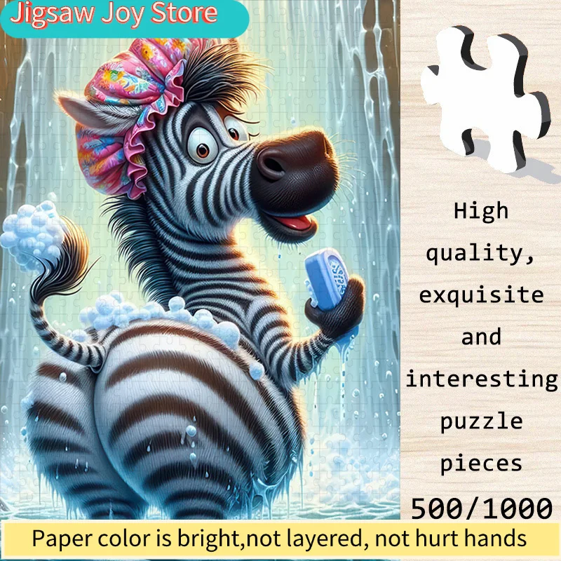 

500/1000pcs Zebra Happy Bath Puzzle, Interactive Educational Game; Exquisite Christmas & Birthday Gift with Fashionable Design