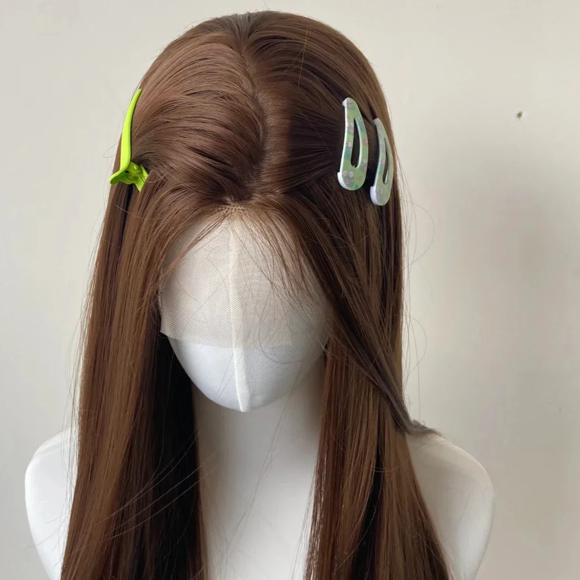 براون مستقيم موضة 26 بوصة 180 الكثافة لينة الدانتيل الجبهة الباروكات للنساء مع BabyHair الاصطناعية ارتداء اليومي الباروكات #2