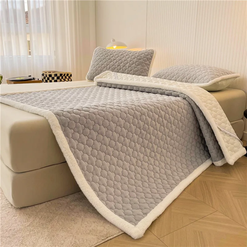 

A-Class Solid Antibacterial Milk Velvet Mattress Thickened Warm Anti-Slip Mattress with Straps Single Dorm Cushion No Pillowcase