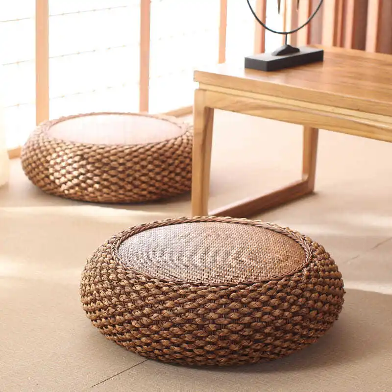 

Rattan Futon Living Room Cushion Floor Tatami Straw Pier Japanese-style Meditation Worship Buddha