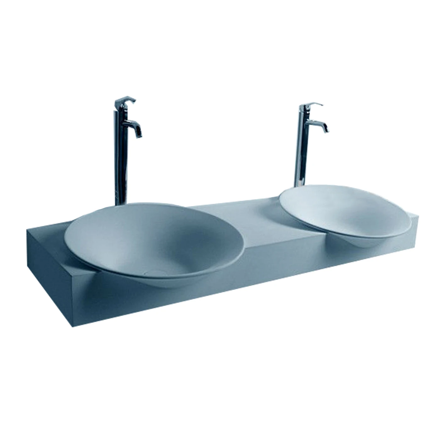 1400mm Bathroom Wall Hung Matt Solid Surface Stone Double Wash Basin Corain Laundry Round Sink RS3888