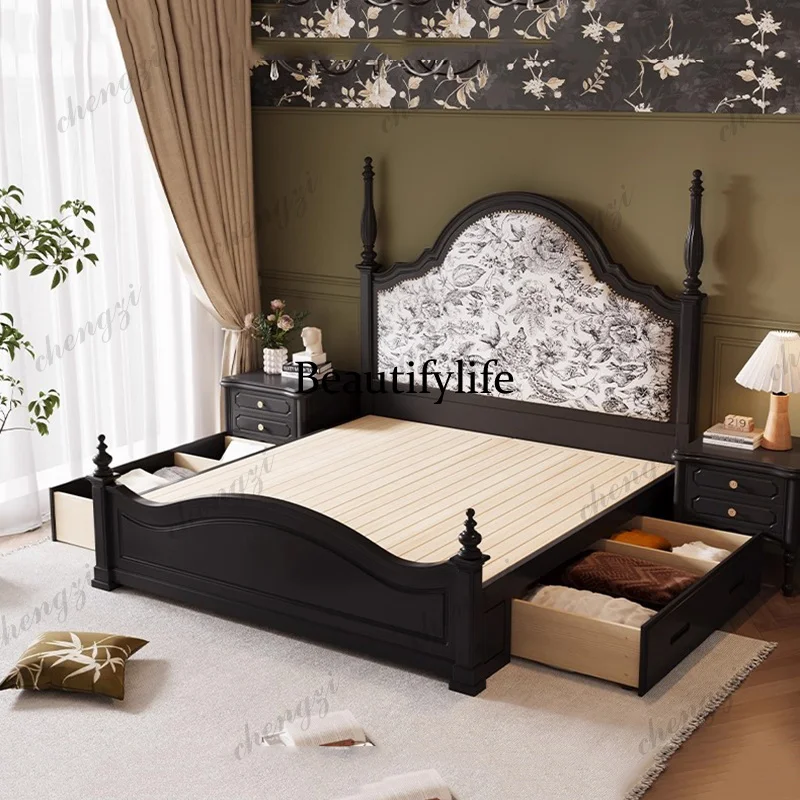 K182  European Luxury Bed Modern Space Saving Beauty Design Princess Bedroom Bed Sleeping Castle Camas De Casal Lounge Suite
