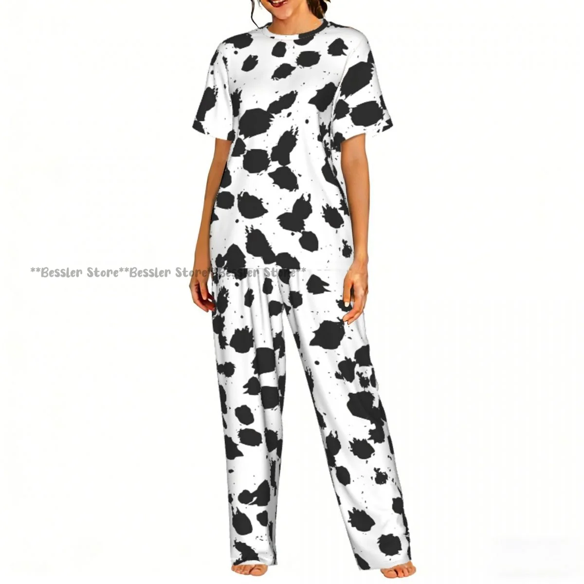 

Women's Dalmatian Print short sleeve trousers casual pajamas set