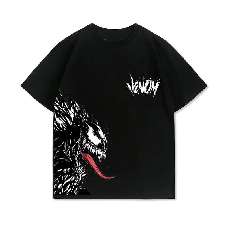 Marvel Genuine Venom Spider-Man Hardy Printed New Summer T-Shirt Men's and Women's Loose Neck Short Sleeves
