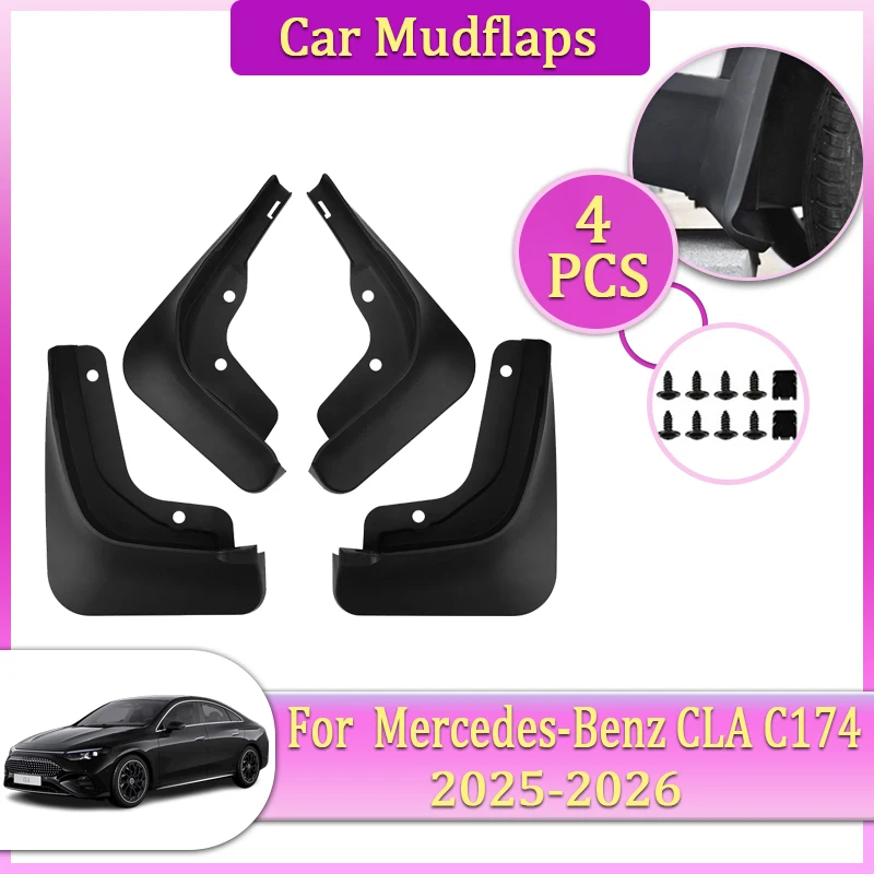 

Car Mudflap For Mercedes Benz CLA C174 Accessories 2025 2026 Mudguard Part Tool Splash Fender Flare Cover Guard Auto Mud Protect