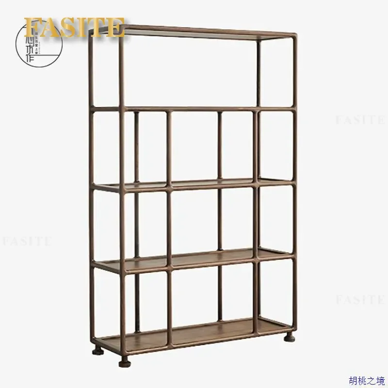 For New Chinese Style Bogu Shelf Black Walnut Bookshelf Floor to Ceiling All Solid Wood Free Combination Modern Display