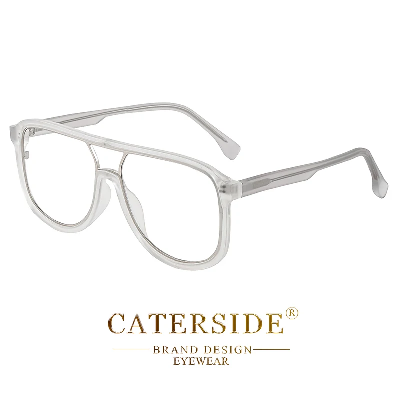 CATERSIDE Anti Blaues Licht Gläser für Männer Retro Große TR + Metall Rahmen Frauen Brillen Flache Top Doppel Brücke Punk marke Brillen – Detail 12