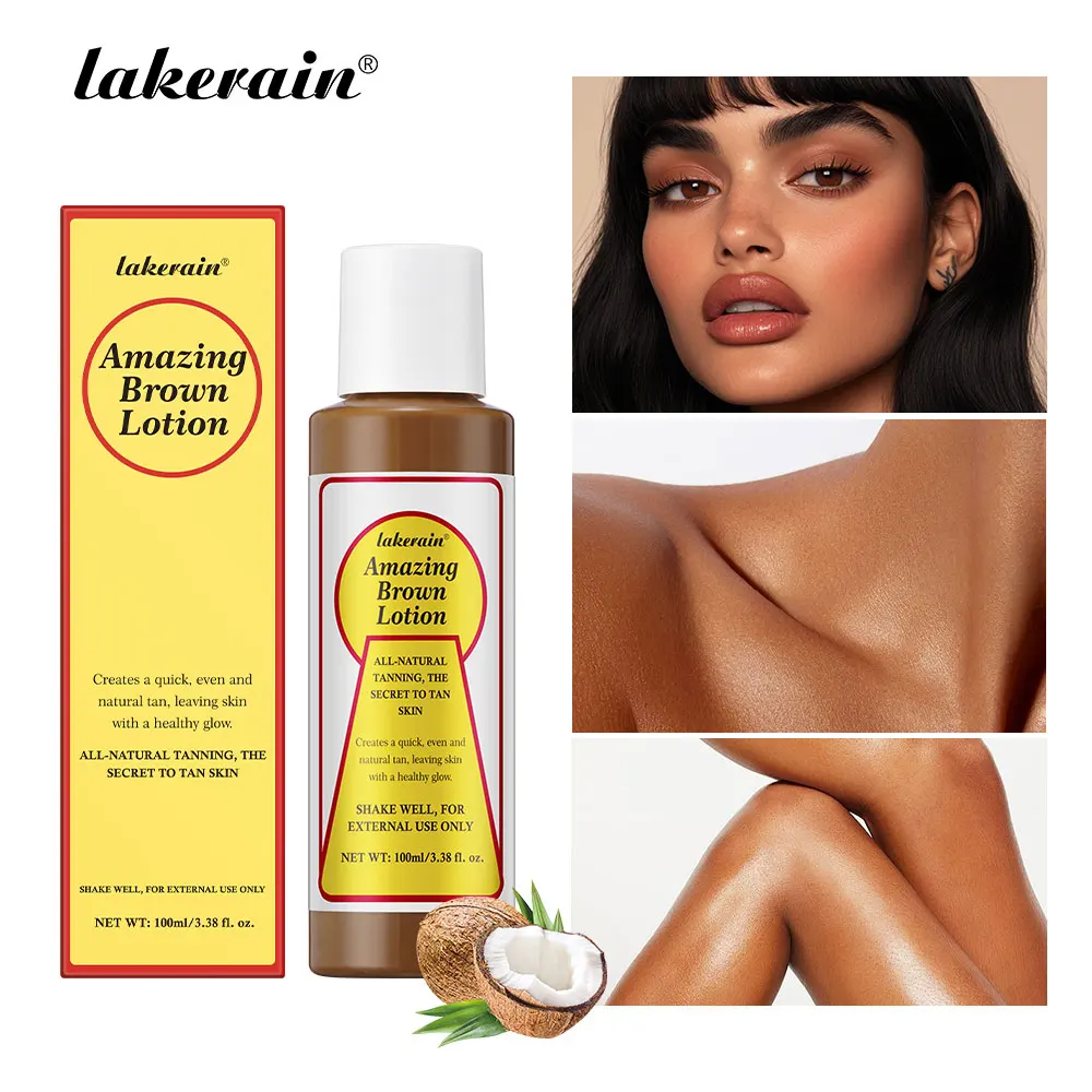Loción marrón de 100ml, loción para cejas de larga duración, hermosa loción para la piel bronceada, refuerzo de bronceado, maquillaje de coco resistente al agua