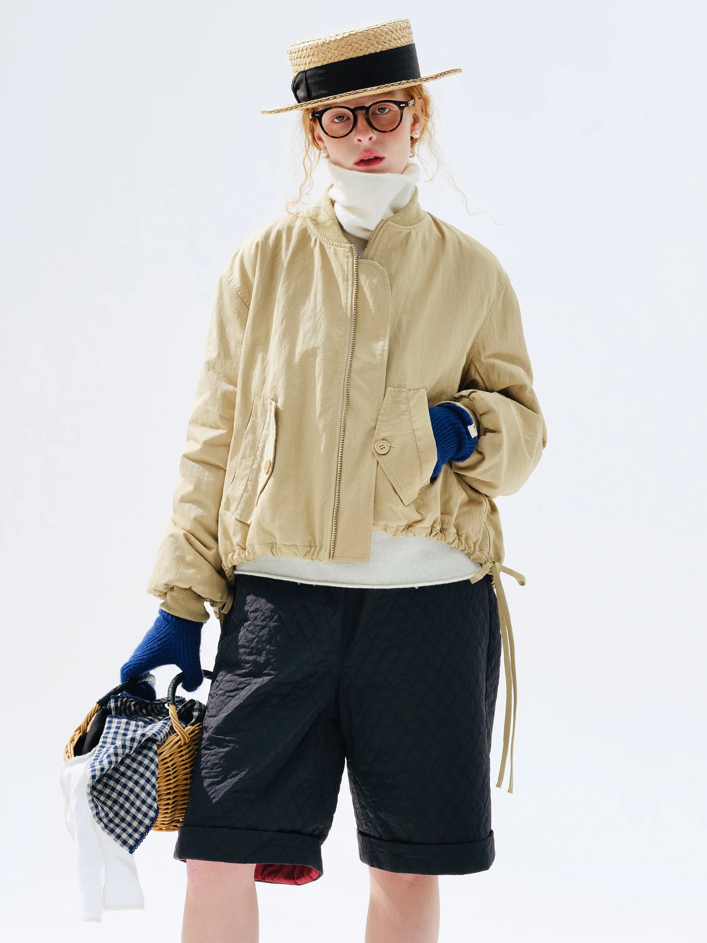 

Vintage Drawstring Bomber Jacket, Loose Silhouette, Daily Casual & Versatile, Trendy & Youthful 255290