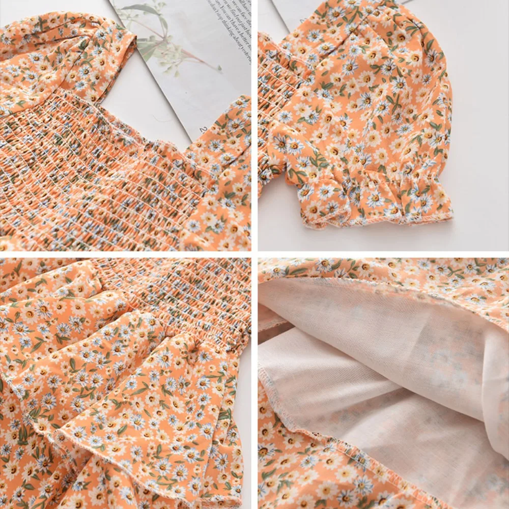 النسخة الكورية صيف جديد بلون فقاعة الأكمام الدانتيل فستان الأميرة الحلو ولطيف فتاة ملابس كاجوال #3