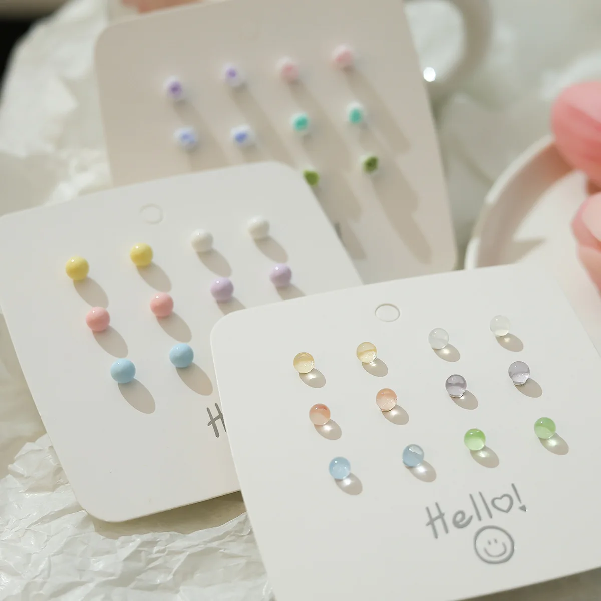 6 Pairs S925 Silver Needle Zinc Alloy Earrings Set  Color Flower Ball Shape Cute Fresh Sweet Earrings For Women Jewelry Gifts