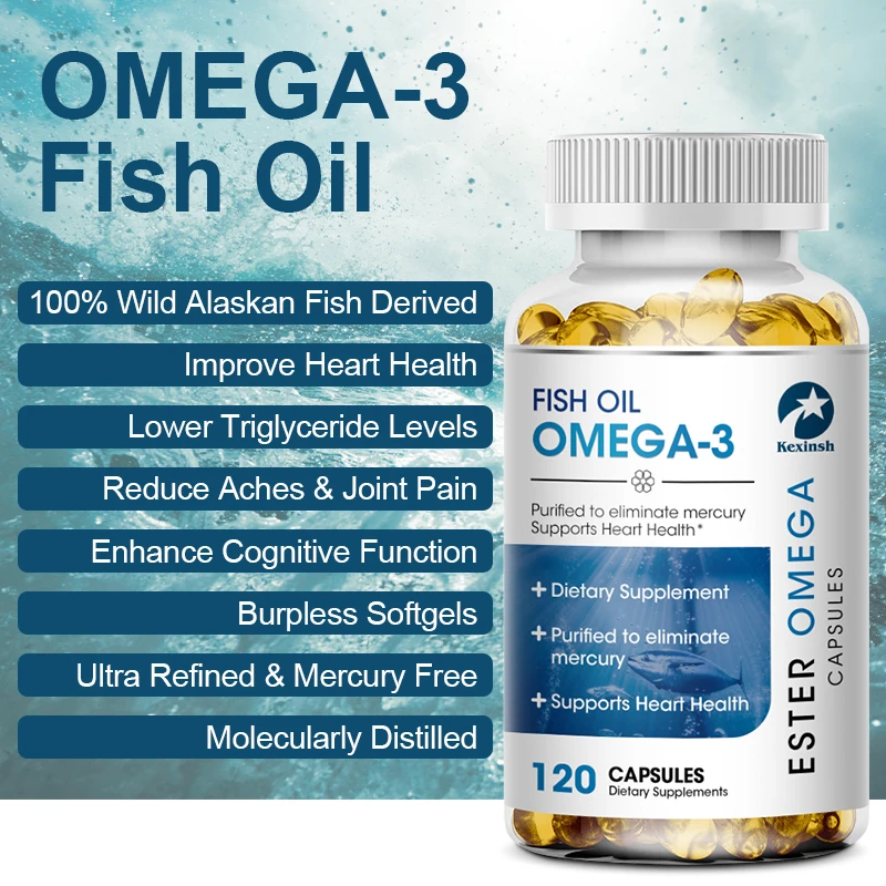 Kexinsh Omega 3 Fish Oil Capsules  Rich In DHA And EPA Improve Bad Mood Relieve Stress Strengthen Brain Improve Intelligence