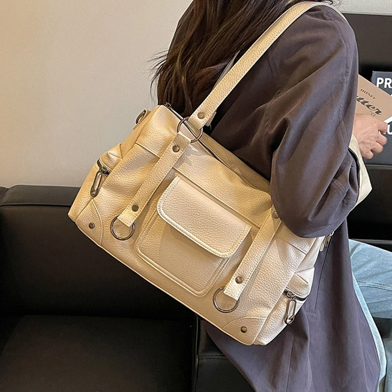 Umhängetasche mit mehreren Taschen, Damen-Einkaufstasche mit großem Fassungsvermögen, lässige Vintage-Tragetasche, leichte, vielseitige Einkaufshandtasche für den Arbeitsweg – Detail 21