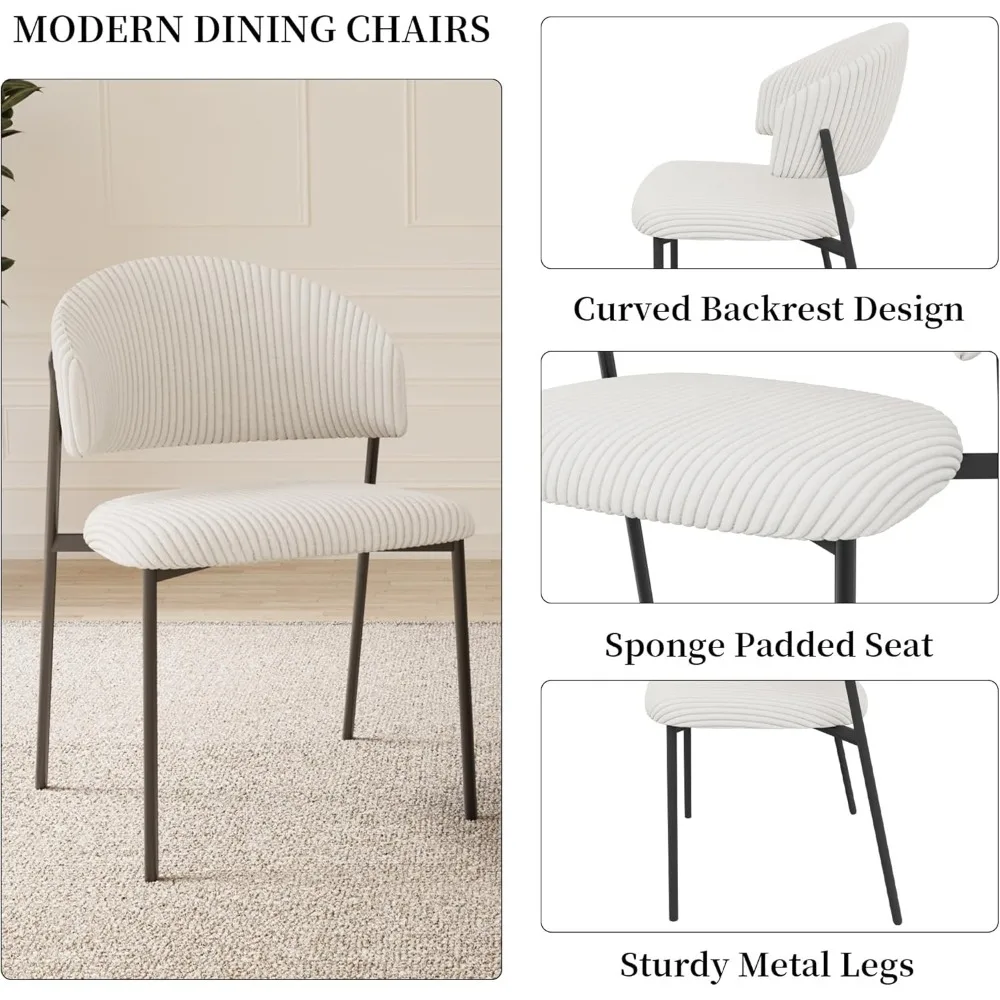 43.3 Inch Round Dining Table Set for 4, Modern Small Kitchen Coffee Set for Dining Room Kitchen Apartment (Walnut Table + 4 Whit