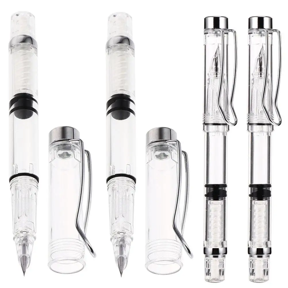 

4 Pcs Fountain Pens Transparent Small Calligraphy Pens for Students Smooth Writing Portable School Supplies