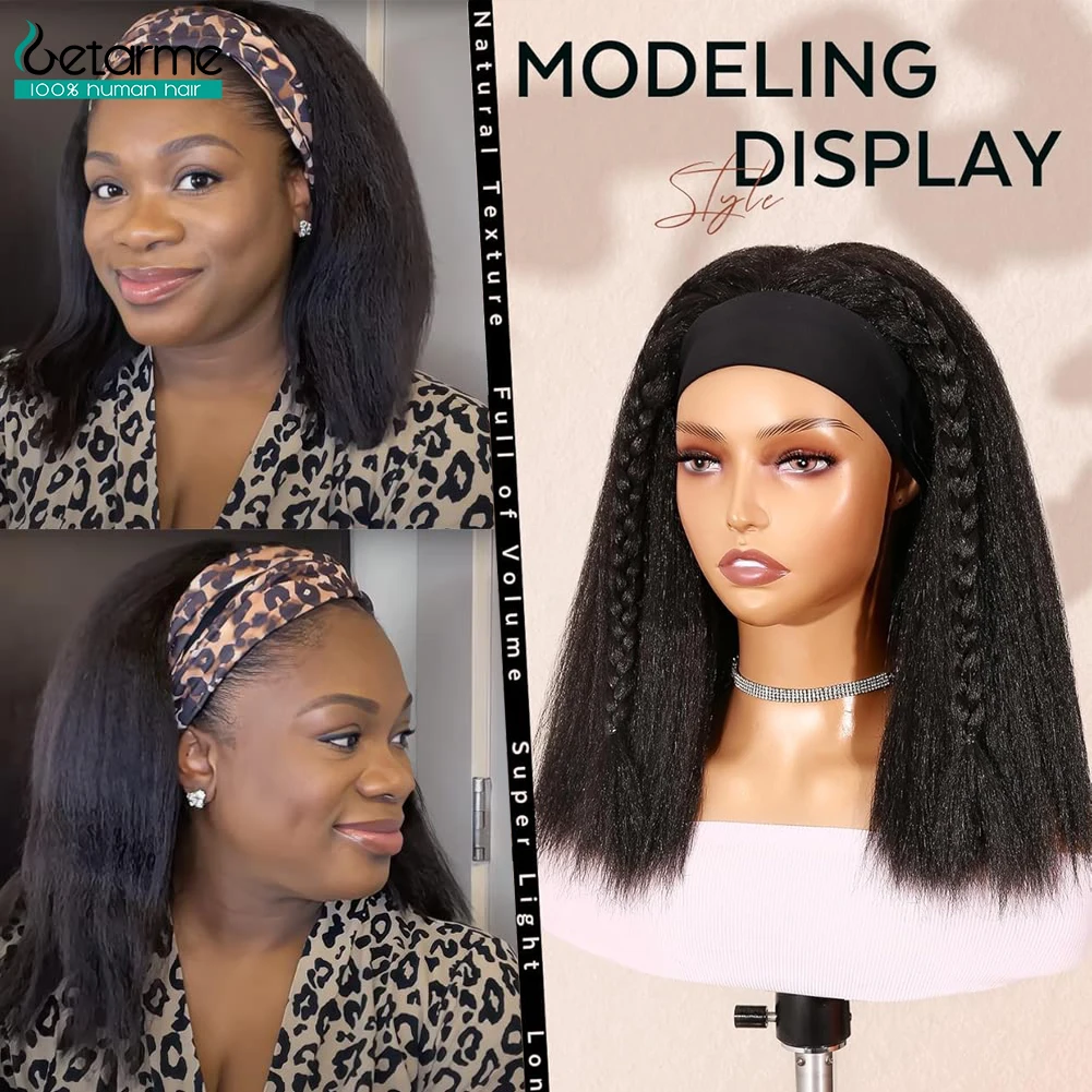 

Kinky Straight Human Hair Bob Wig - Getarme Short Bob Wigs Headband Wigs Human Hair Full Machine Made Wig For Women 8-16 Inches