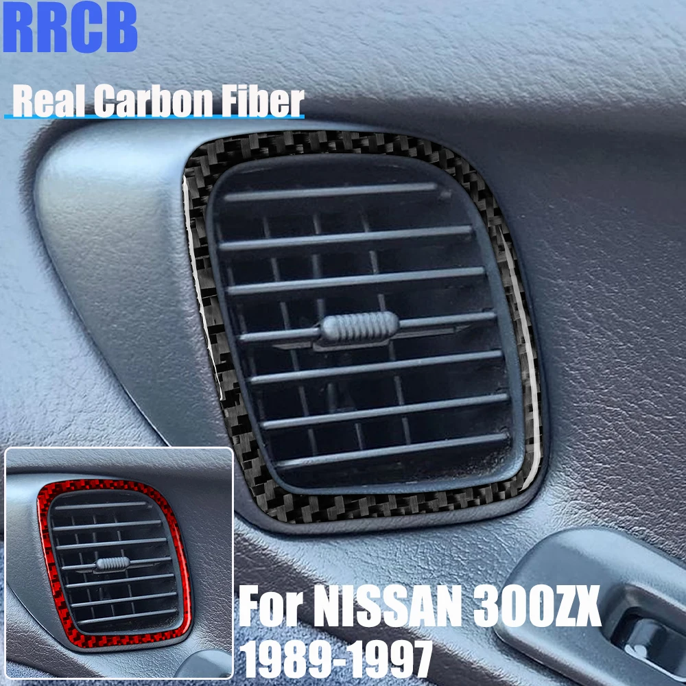 ألياف الكربون الحقيقية اكسسوارات السيارات الباب تنفيس الهواء غطاء الكسوة ملصق لينة لنيسان 300ZX Z32 1989 90 91 92 93 94 95 96 1997