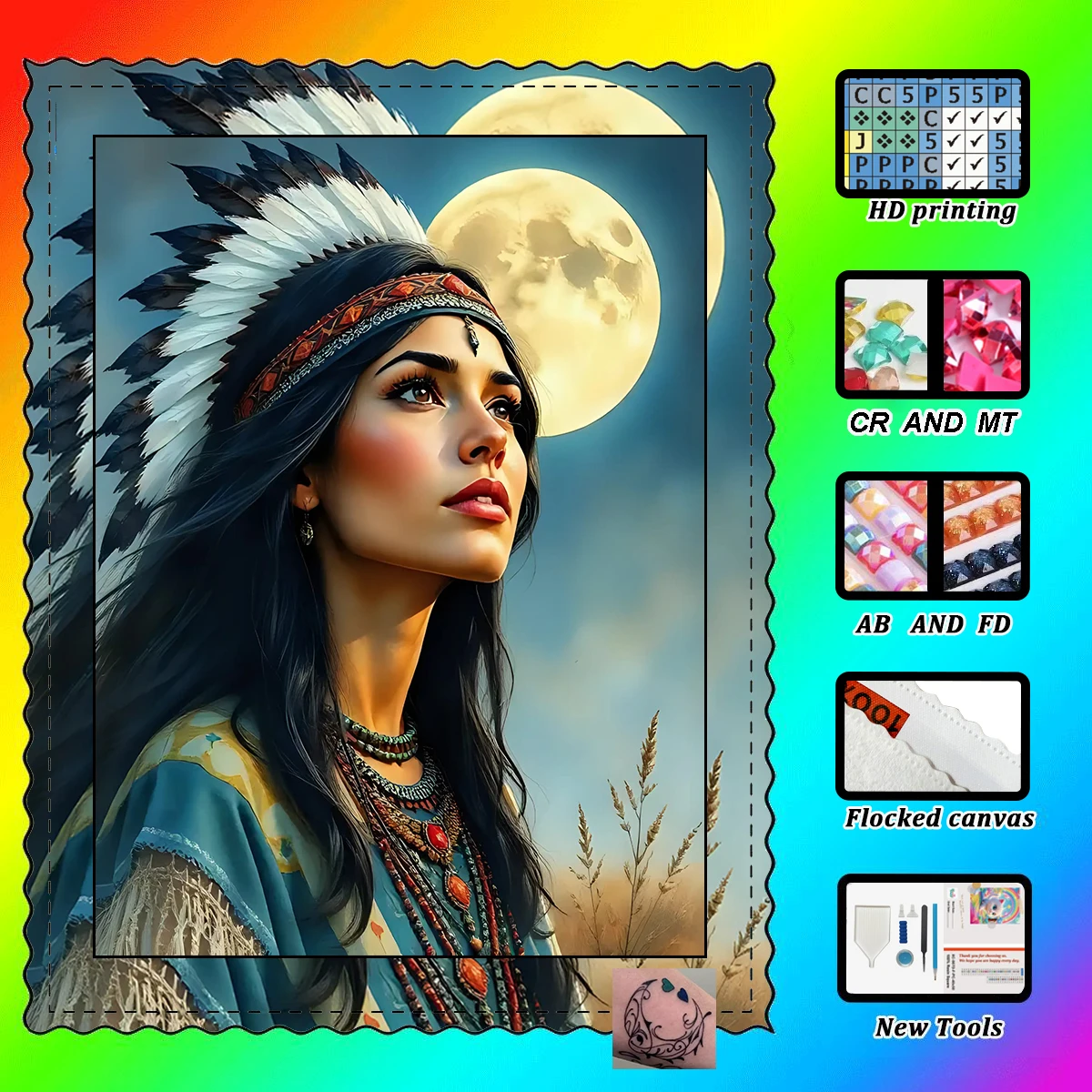 

【Maff Padial DIAMOND ART】Девушка под лунным светом, смола, бриллиант AB, кристалл, бриллиант, сказочная пыль, алмазная живопись