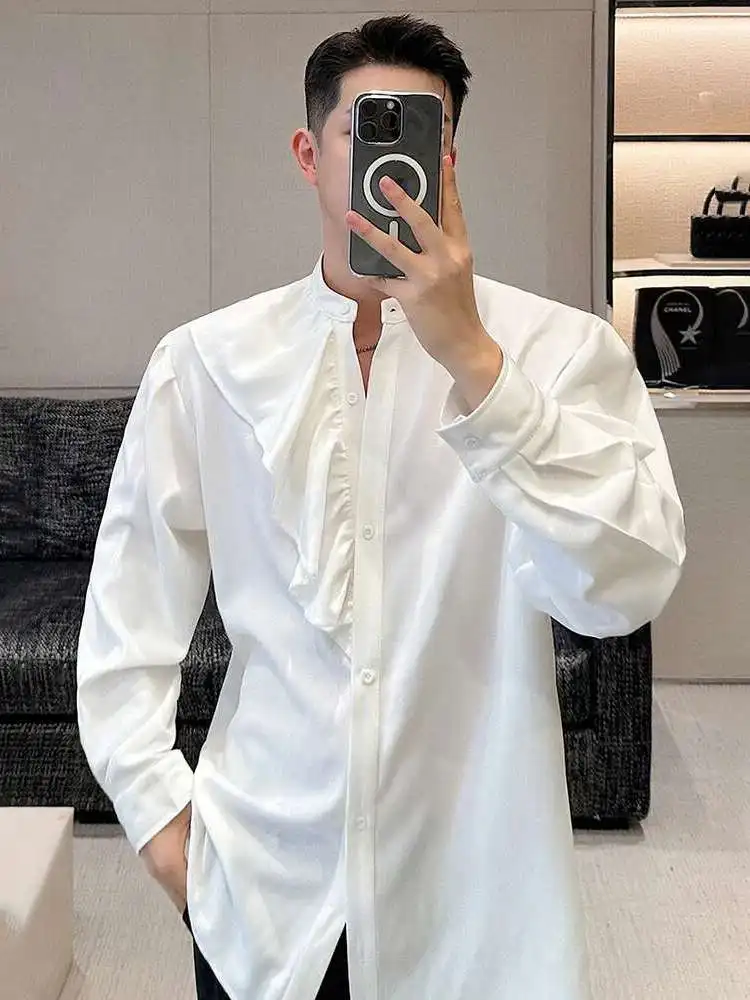 LUZHEN Design Long New Fashion Shirt Sleeve Luxury Splicing Men's Street Original Casual Tops Korean Reviews Many Clothes JY8223