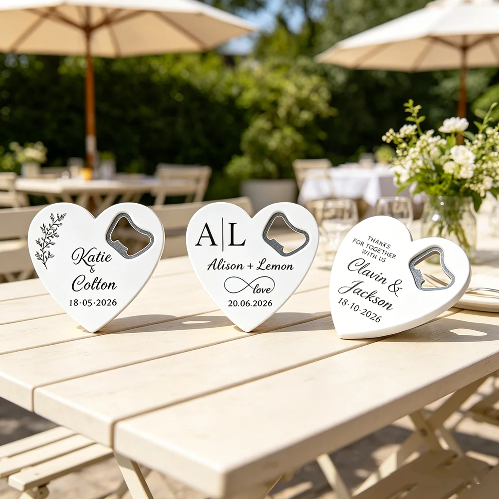 

20/30/40Pcs Personalized Heart Shape Bottle Openers,Printing Photo Wedding Favors,Custom Photo Beer Openers With Bags Magnet