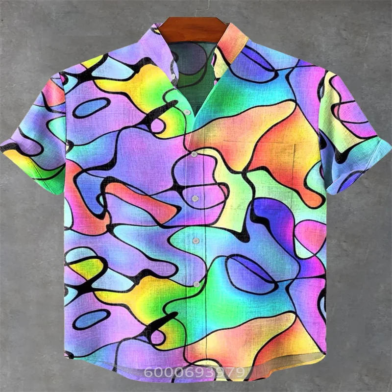 

2026 Summer Men's Short-Sleeve Printed Shirt, Casual Style, Loose Fit, Breathable, Tropical Hawaiian Style.