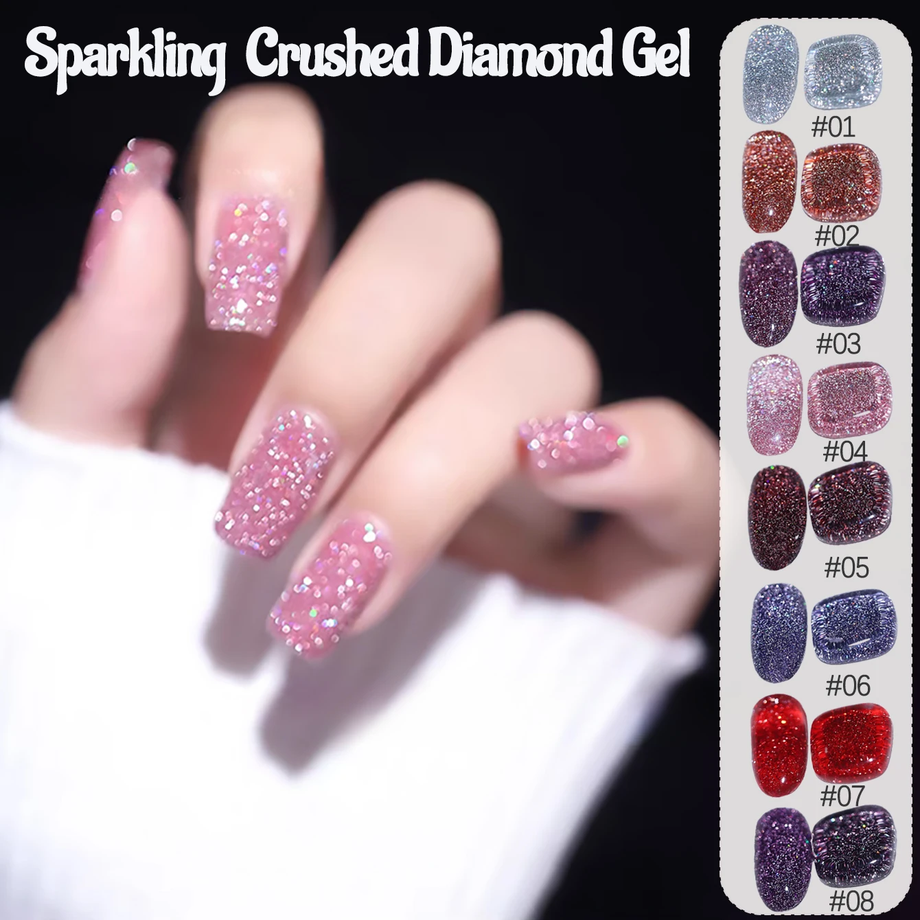 

1pcs WS Summer Autumn Nail Halloween Brown Nails Red Pink White Broken Diamond Gel Nail Polish Y2k Nails Popular Flash Colourful