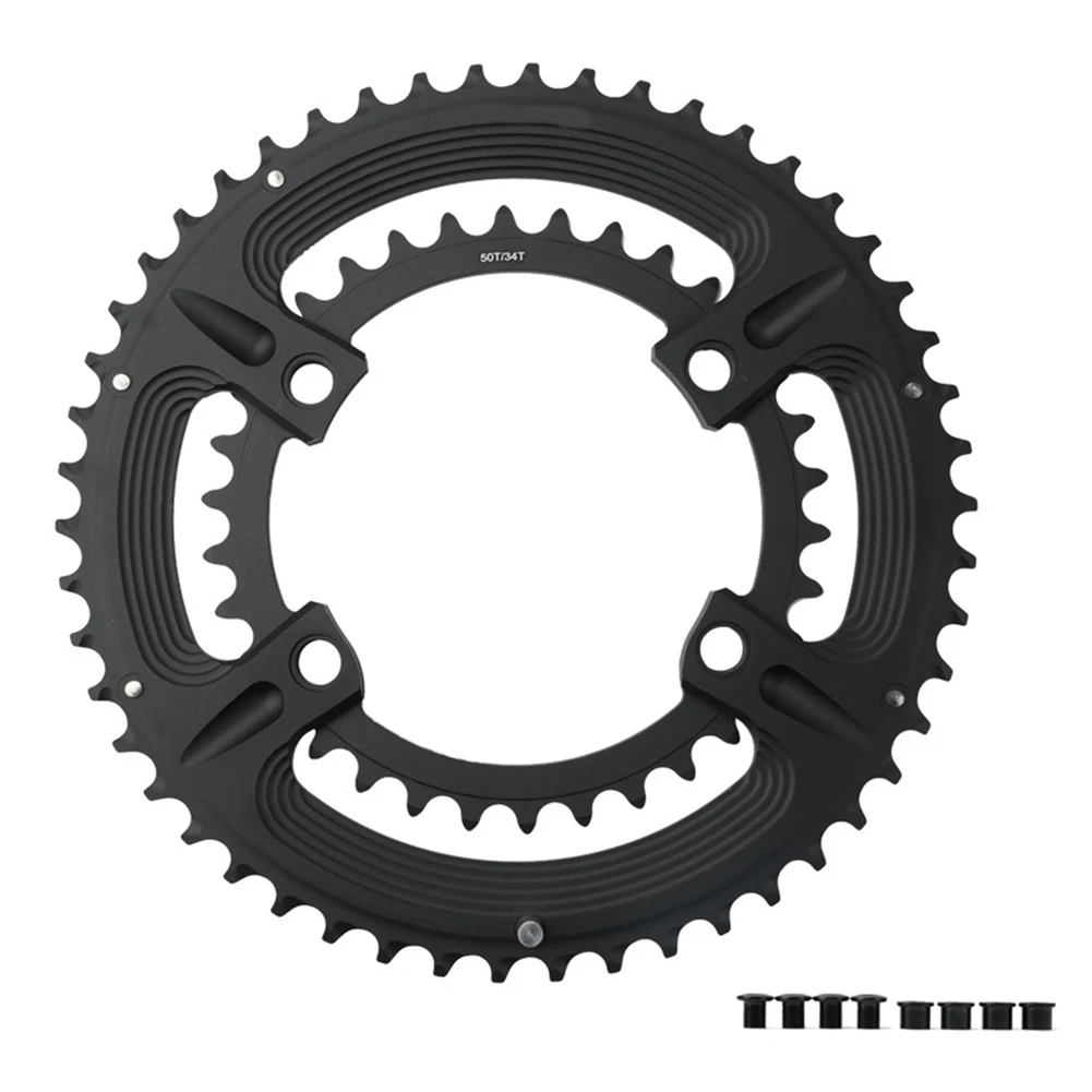 Plato doble 110BCD para bicicleta de carretera 105 R7000 R8000 FCR9100 50 34T Compatible con rueda dentada de rendimiento de aluminio 7075